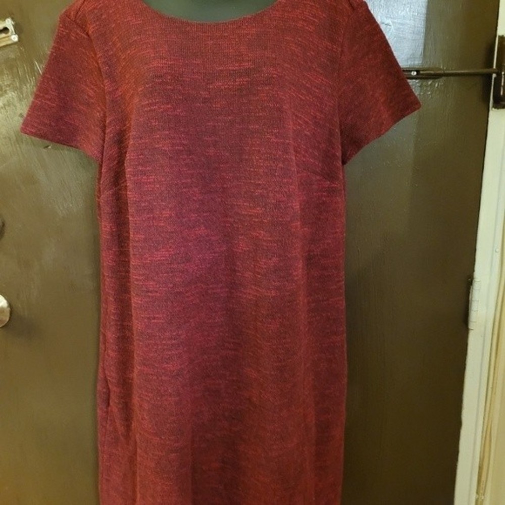 LOFT Burgundy Tweed Shortsleeve Dress NWT Bow Back Size 16 Plus